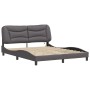 Estructura de cama con luces LED cuero PE gris 160x200 cm de , Camas y somieres - Ref: Foro24-3213944, Precio: 264,14 €, Desc...