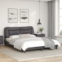 Estructura de cama con luces LED cuero PE gris 160x200 cm de , Camas y somieres - Ref: Foro24-3213944, Precio: 264,14 €, Desc...