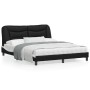 Estructura de cama con luz LED cuero PE negro blanco 160x200 cm de , Camas y somieres - Ref: Foro24-3213946, Precio: 254,71 €...