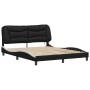 Estructura de cama con luz LED cuero PE negro blanco 160x200 cm de , Camas y somieres - Ref: Foro24-3213946, Precio: 254,71 €...