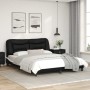 Estructura de cama con luz LED cuero PE negro blanco 160x200 cm de , Camas y somieres - Ref: Foro24-3213946, Precio: 254,71 €...