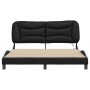 Estructura de cama con luz LED cuero PE negro blanco 160x200 cm de , Camas y somieres - Ref: Foro24-3213946, Precio: 254,71 €...