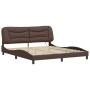Estructura de cama con luz LED cuero sintético marrón 180x200cm de , Camas y somieres - Ref: Foro24-3213950, Precio: 246,57 €...