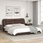 Estructura de cama con luz LED cuero sintético marrón 180x200cm de , Camas y somieres - Ref: Foro24-3213950, Precio: 246,57 €...