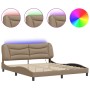 Estructura de cama con luz LED cuero PE capuchino 180x200 cm de , Camas y somieres - Ref: Foro24-3213952, Precio: 248,43 €, D...