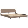 Estructura de cama con luz LED cuero PE capuchino 180x200 cm de , Camas y somieres - Ref: Foro24-3213952, Precio: 248,43 €, D...