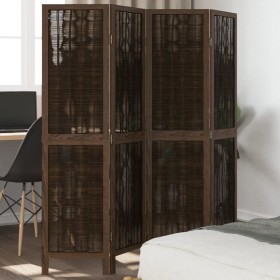 Biombo separador de 4 paneles madera paulownia marrón oscuro de , Divisores de ambientes - Ref: Foro24-358657, Precio: 93,01 ...