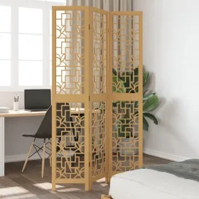 Biombo separador de 3 paneles madera maciza paulownia marrón de , Divisores de ambientes - Ref: Foro24-358863, Precio: 73,91 ...