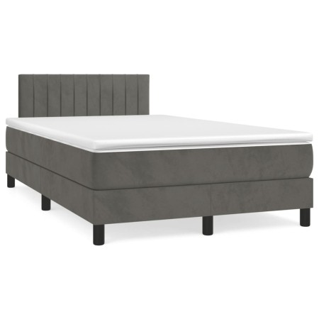 Cama box spring colchón y LED terciopelo gris oscuro 120x190 cm de , Camas y somieres - Ref: Foro24-3270166, Precio: 373,89 €...