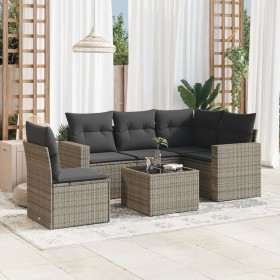 Set de muebles de jardín 6 pzas y cojines ratán sintético gris en Conjuntos de jardín | Comprar online en Foru.es