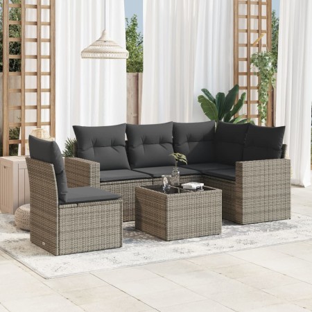Set de muebles de jardín 6 pzas y cojines ratán sintético gris en Conjuntos de jardín | Comprar online en Foru.es