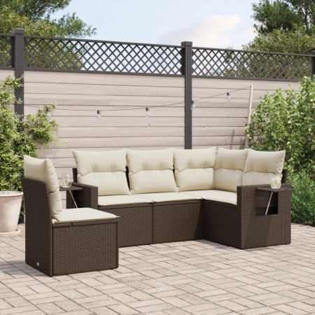 Set comedor de jardín 5 piezas y cojines ratán sintético marrón de , Conjuntos de jardín - Ref: Foro24-3220172, Precio: 340,4...