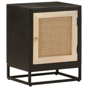 Mesita de noche madera maciza mango y hierro negro 40x30x50 cm de , Mesitas de noche - Ref: Foro24-371999, Precio: 79,24 €, D...