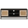 Mueble de TV madera maciza de mango y hierro negro 110x30x40 cm de , Almacenamiento para CD y DVD - Ref: Foro24-372002, Preci...