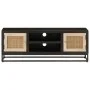 Mueble de TV madera maciza de mango y hierro negro 110x30x40 cm de , Almacenamiento para CD y DVD - Ref: Foro24-372002, Preci...