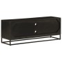Mueble de TV madera maciza de mango y hierro negro 110x30x40 cm de , Almacenamiento para CD y DVD - Ref: Foro24-372002, Preci...