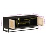 Mueble de TV madera maciza de mango y hierro negro 110x30x40 cm de , Almacenamiento para CD y DVD - Ref: Foro24-372002, Preci...