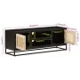 Mueble de TV madera maciza de mango y hierro negro 110x30x40 cm de , Almacenamiento para CD y DVD - Ref: Foro24-372002, Preci...