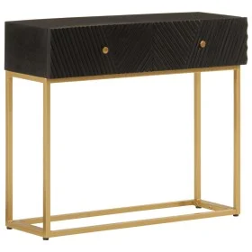 Mesa consola madera maciza de mango y hierro negro 90x30x76 cm de , Mesas auxiliares - Ref: Foro24-372028, Precio: 187,96 €, ...