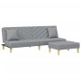 Sofá cama de 2 plazas con almohadas y taburete tela gris claro de , Sofás - Ref: Foro24-3216255, Precio: 300,84 €, Descuento: %