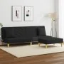 Sofá cama de 2 plazas con almohadas y taburete tela negro de , Sofás - Ref: Foro24-3216257, Precio: 312,58 €, Descuento: %