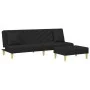 Sofá cama de 2 plazas con almohadas y taburete tela negro de , Sofás - Ref: Foro24-3216257, Precio: 312,58 €, Descuento: %