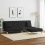 Sofá cama de 2 plazas con almohadas y taburete tela negro de , Sofás - Ref: Foro24-3216257, Precio: 312,58 €, Descuento: %