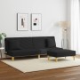 Sofá cama de 2 plazas con almohadas y taburete tela negro de , Sofás - Ref: Foro24-3216257, Precio: 311,91 €, Descuento: %