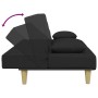 Sofá cama de 2 plazas con almohadas y taburete tela negro de , Sofás - Ref: Foro24-3216257, Precio: 311,91 €, Descuento: %