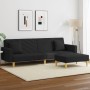 Sofá cama de 2 plazas con almohadas y taburete tela negro de , Sofás - Ref: Foro24-3216260, Precio: 338,59 €, Descuento: %