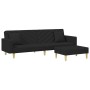Sofá cama de 2 plazas con almohadas y taburete tela negro de , Sofás - Ref: Foro24-3216260, Precio: 338,59 €, Descuento: %