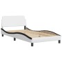 Cama con colchón cuero sintético blanco y negro 100x200 cm de , Camas y somieres - Ref: Foro24-3208781, Precio: 294,85 €, Des...