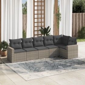 Set de muebles de jardín 6 pzas y cojines ratán sintético gris en Conjuntos de jardín | Comprar online en Foru.es