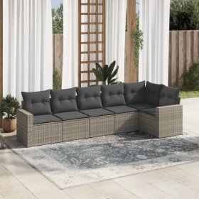 Set de muebles de jardín 6 pzas y cojines ratán sintético gris en Conjuntos de jardín | Comprar online en Foru.es