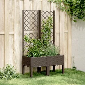Jardinera con enrejado PP marrón 80x40x142 cm de , Maceteros y jardineras - Ref: Foro24-367925, Precio: 80,48 €, Descuento: %
