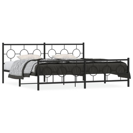 Estructura de cama cabecero y estribo metal negro 193x203 cm de , Camas y somieres - Ref: Foro24-376250, Precio: 140,63 €, De...