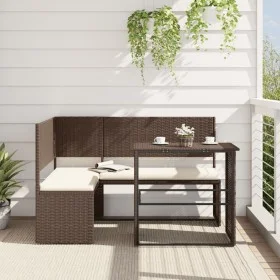 Sofá de jardín en forma de L con mesa y cojines ratán PE marrón de , Sofás de exterior - Ref: Foro24-362346, Precio: 226,22 €...