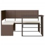 Sofá de jardín en forma de L con mesa y cojines ratán PE marrón de , Sofás de exterior - Ref: Foro24-362346, Precio: 230,19 €...