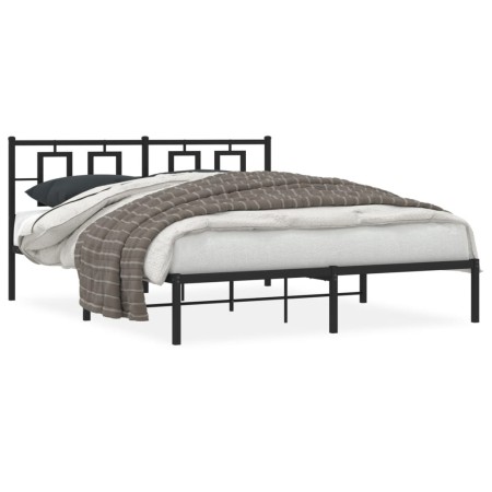 Estructura de cama con cabecero metal negro 150x200 cm de , Camas y somieres - Ref: Foro24-374243, Precio: 111,17 €, Descuent...