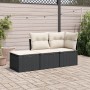 Set de sofás de jardín con cojines 3 pzas ratán sintético negro de , Conjuntos de jardín - Ref: Foro24-3249305, Precio: 178,8...
