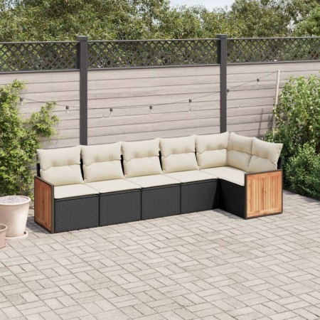 Set de sofás de jardín 6 piezas y cojines ratán sintético negro de , Conjuntos de jardín - Ref: Foro24-3260068, Precio: 383,5...