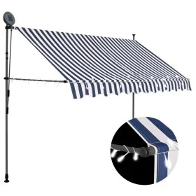 Manual retractable awning with blue and white LED 300 cm by vidaXL, Awnings - Ref: Foro24-145845, Price: 92,15 €, Discount: %