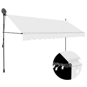 Retractable manual awning with LED cream 400 cm by vidaXL, Awnings - Ref: Foro24-145875, Price: 108,71 €, Discount: %