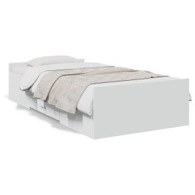 Cama con cajones madera de ingeniería blanca 75x190 cm de , Camas y somieres - Ref: Foro24-3280349, Precio: 114,61 €, Descuen...