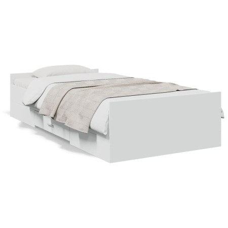 Cama con cajones madera de ingeniería blanca 75x190 cm de , Camas y somieres - Ref: Foro24-3280349, Precio: 114,61 €, Descuen...