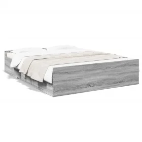 Cama con cajones madera ingeniería gris Sonoma 150x200 cm de , Camas y somieres - Ref: Foro24-3280291, Precio: 148,08 €, Desc...