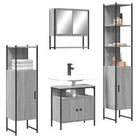 Set de muebles de baño 4 pzas madera contrachapada gris sonoma de , Muebles de baño - Ref: Foro24-3214708, Precio: 243,92 €, ...