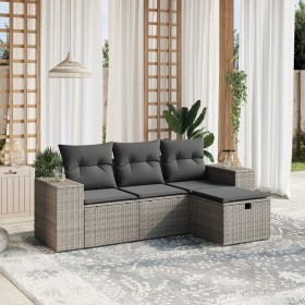 Set de sofás de jardín 4 pzas y cojines ratán sintético gris de , Conjuntos de jardín - Ref: Foro24-3264376, Precio: 262,17 €...