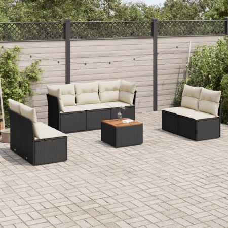 Set de sofás de jardín 8 piezas y cojines ratán sintético negro de , Conjuntos de jardín - Ref: Foro24-3255895, Precio: 446,8...