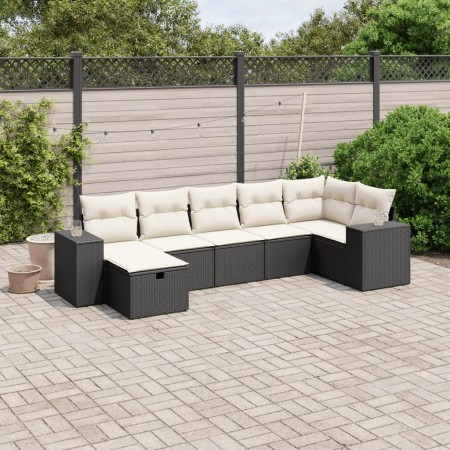 Set de comedor de jardín 7 pzas y cojines ratán sintético negro de , Conjuntos de jardín - Ref: Foro24-3264432, Precio: 403,1...